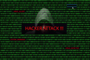 İkili kod ve uyarı iletilerini içeren bir ekran üzerinde hacker