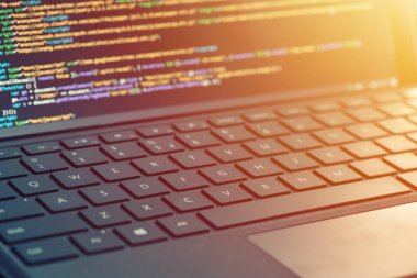 Kodlama, programlama laptop perde, web geliştirme, geliştirici portre