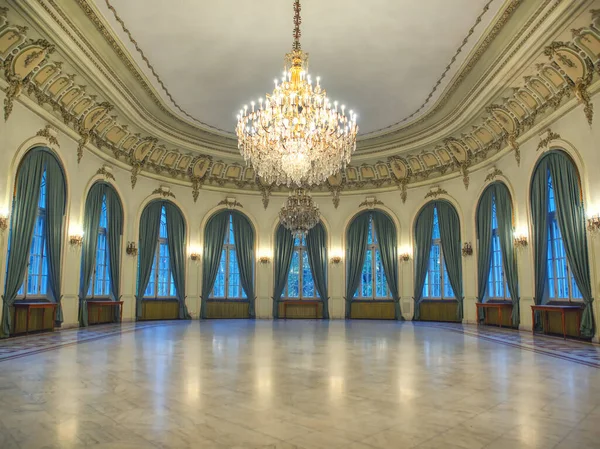 Sinaia Romania October 2019 Big Castle Dancind Room Candelabra Middle — Stock Photo, Image