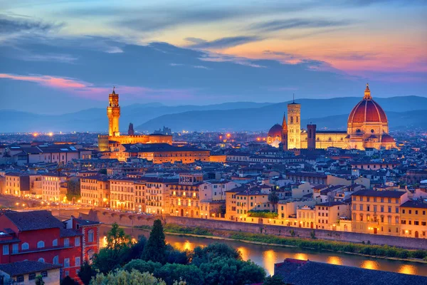 Florence Toscane Nachtleven Met Duomo Santa Maria Del Fiori Renaissance — Stockfoto