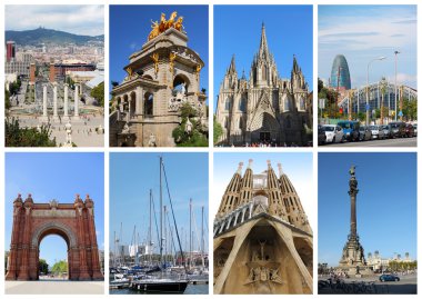 Barcelona, İspanya ünlü simge ile kolaj