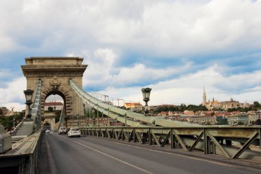 Zincir köprü üzerinden Tuna Nehri Budapeşte, Macaristan