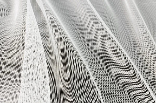 Closeup Rippled White Mesh Black Background — Stock Photo, Image