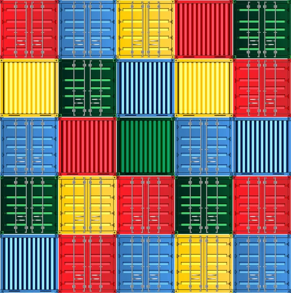 货物运输和物流集装箱 货物运输 多色堆积的集装箱 在白色背景下隔离 — 图库矢量图片