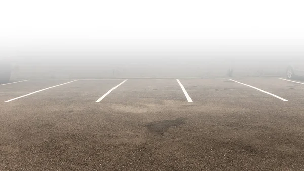 Painted Parking Lot Car Park Fog Bays Shot Empty Parking — Stock Photo, Image