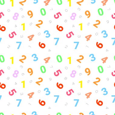 Seamless modeli numaraları sıfırdan dokuza üzerinde beyaz bir arka plan ile. Yinelenen doku vektör.