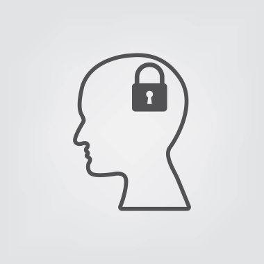 Kafa düz iş kavramı içinde asma kilit.