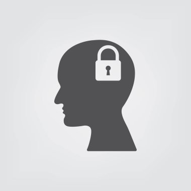 Kafa düz iş kavramı içinde asma kilit.