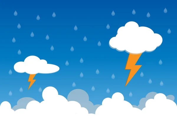 Rainy Day Rain Lightening Clound Vector Illustration — Stock Vector