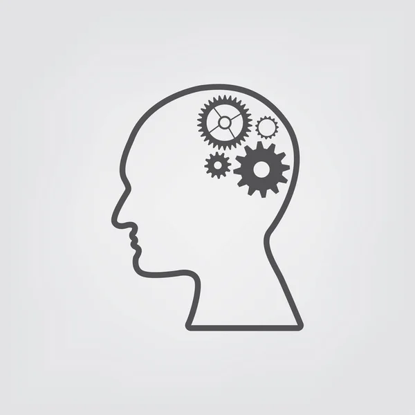 Human Head Gears Head Thinking Icon Head — Stock Vector