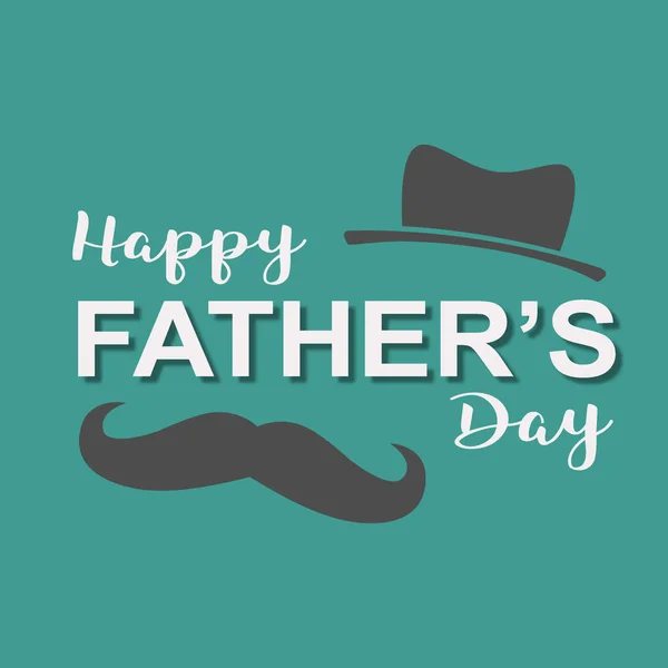 Happy Fathers Day Greeting Card Curl Moustaches Green Background Flat — Stock Photo, Image