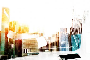 Singapur şehir günbatımı arka plan, Cityscape