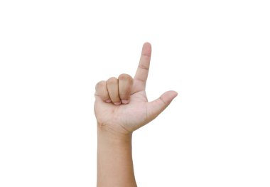 El eller Asya erkeklerin başparmak ve işaret parmağı gösterilmesini işareti