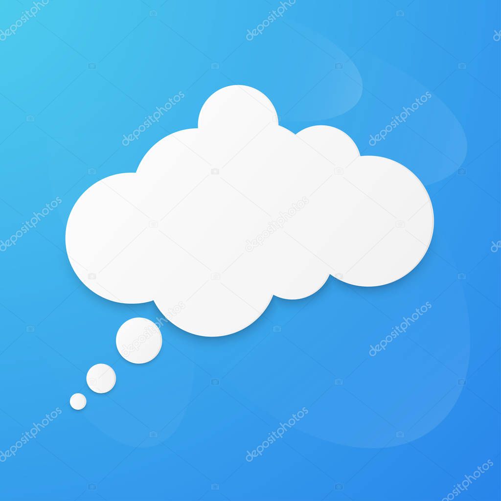 Paper art with white bank cloud on blue sky background.  Graphic