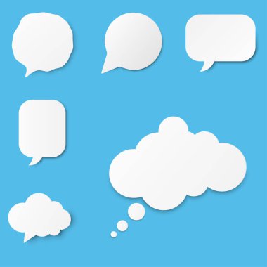 Paper art with white bank cloud on blue sky background. Collecti