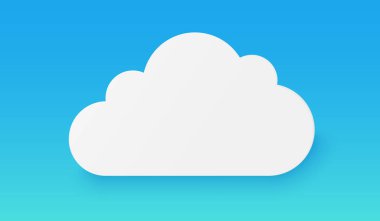 Beyaz bulut şekilli bulut teknolojisi. kağıt sanat vektörü illüstrasyonu