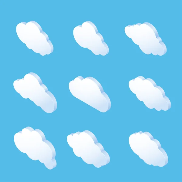 Nube Isométrica Forma Colección Iconos Nube Para Computación Nube Web — Archivo Imágenes Vectoriales