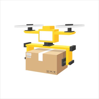 Kutuları izole edilmiş insansız hava aracı. 3d perspektif vektör çizimi