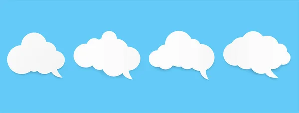 Cloud Speech Bubble Blue Sky Copy Space White Blank Hanging — Stock Vector