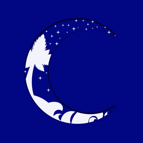 Logo księżyc i gwiazdy. — Wektor stockowy