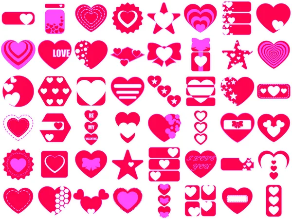 Des cœurs. Set icônes . — Image vectorielle
