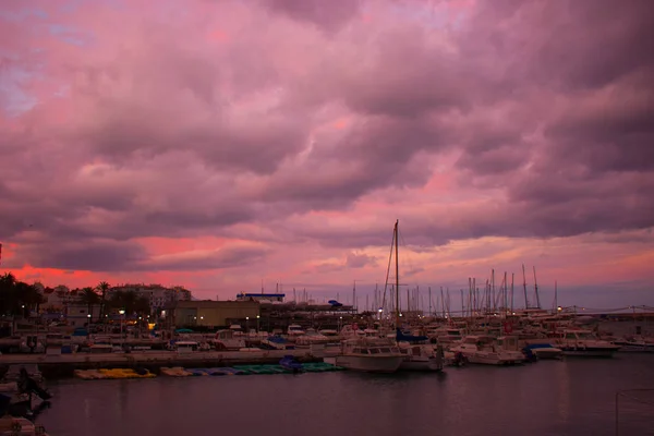 Port. Sunset sky. Stock Image