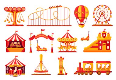 Lunapark düz set atlıkarınca vektörü