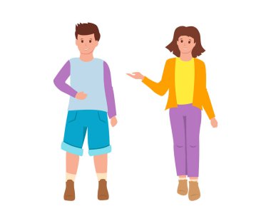 Mutlu çocuklar düz çizgi film gülümseyen kız vektörü