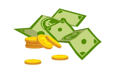 Para yığını çizgi film vektör çizimi