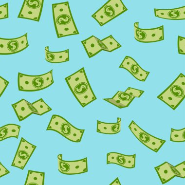 Kusursuz desenli kağıt para düz vektör yağmur