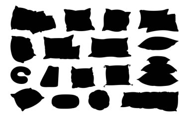 Yastık yastığı düz siyah kontur set vektörü