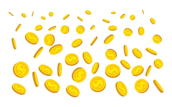 Moneta caduta pioggia piatto cartone animato banca valuta segno — Vettoriale Stock