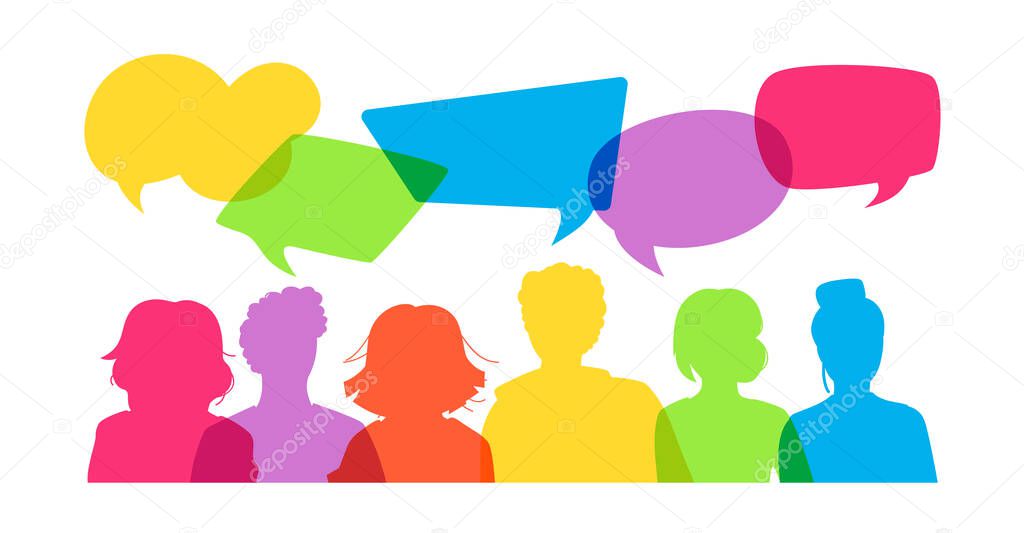 People colorful overlay dialog speech bubble