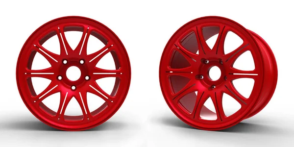 Красные стальные диски для автомобильной 3D иллюстрации — стоковое фото