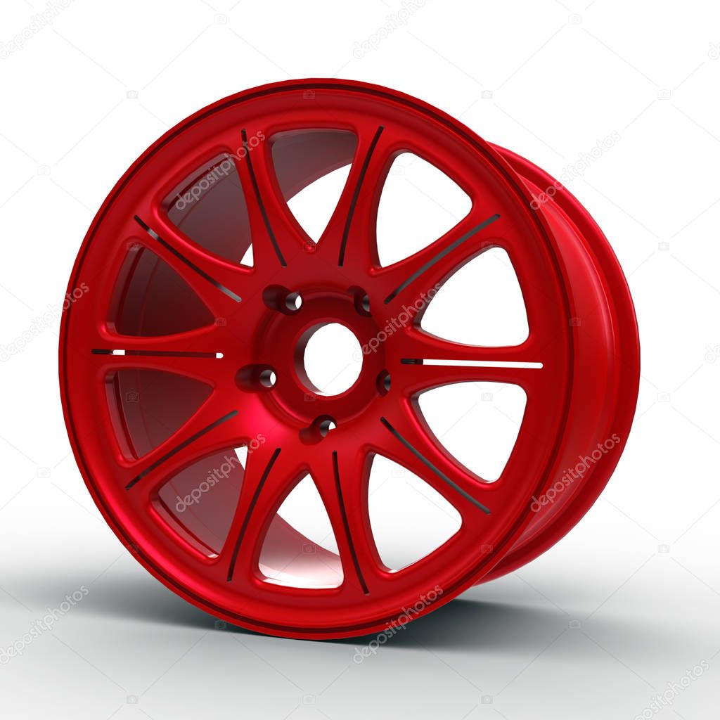Red steel disks for a car 3D illustration