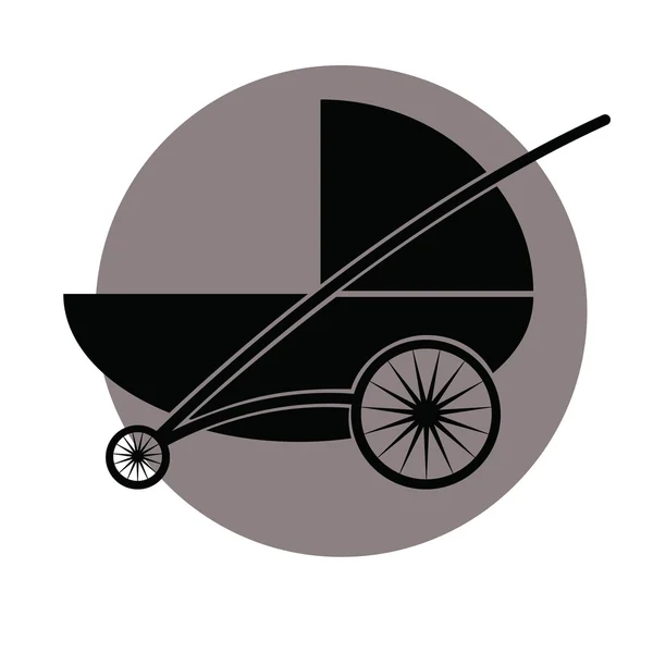 Silhueta de transporte de bebê. Ícone Pram —  Vetores de Stock
