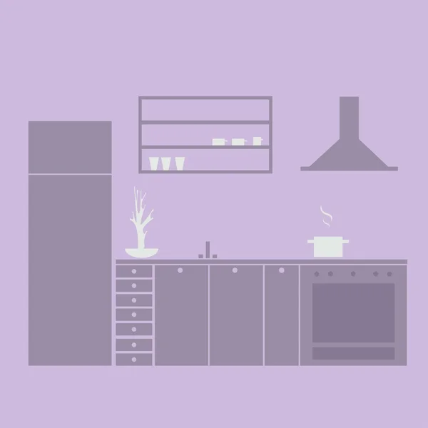 Cocina. Diseño interior de la cocina. Muebles de cocina modernos . — Vector de stock