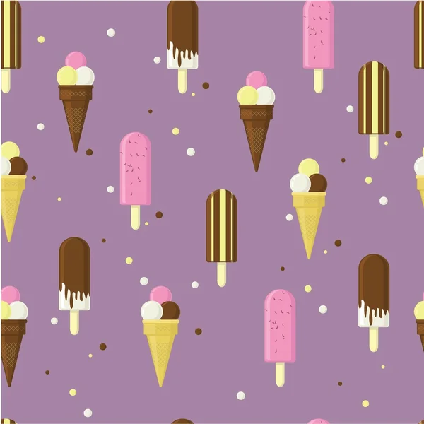 アイス クリームとカラフルなシームレス パターン. — ストックベクタ