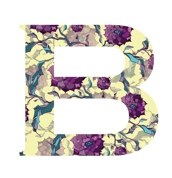 Logotipo da carta, Ícone. Design de letra floral para capa de livro, cartaz, cartão, impressão . — Vetor de Stock
