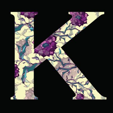 Mektup Logo, kutsal kişilerin resmi. Kitap kapağı, poster, kart, yazdırma için çiçek mektup tasarımı.