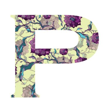 Mektup Logo, kutsal kişilerin resmi. Kitap kapağı, poster, kart, yazdırma için çiçek mektup tasarımı.