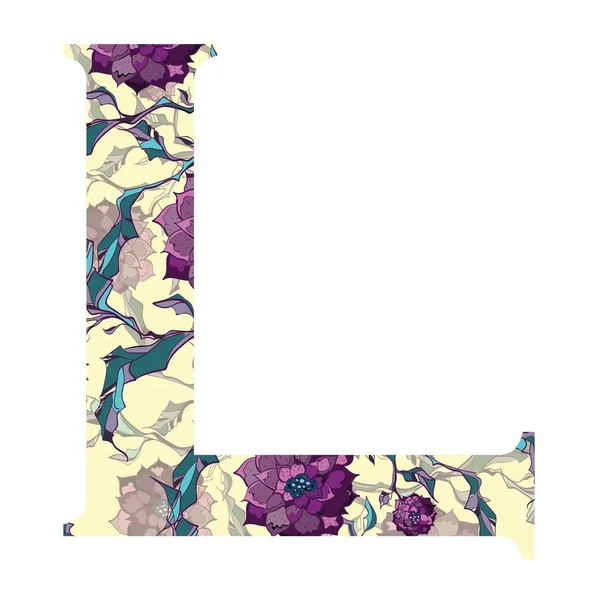 Schriftzug, Symbol. Blumenbuchstaben-Design für Buchumschlag, Poster, Karte, Druck. — Stockvektor