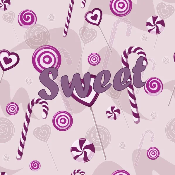 お菓子とカラフルなシームレス パターン. — ストックベクタ