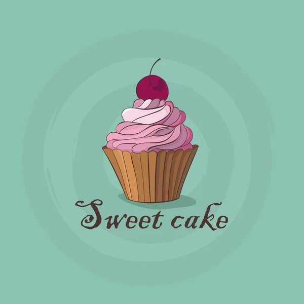 Ilustração de bonito cartoon cupcake — Vetor de Stock