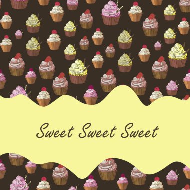 Cupcake s ile renkli seamless modeli