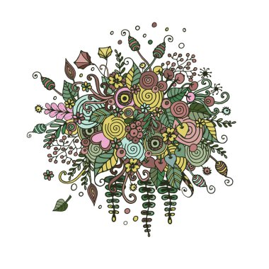 Vektör çiçek doodle tarzda ayarla..