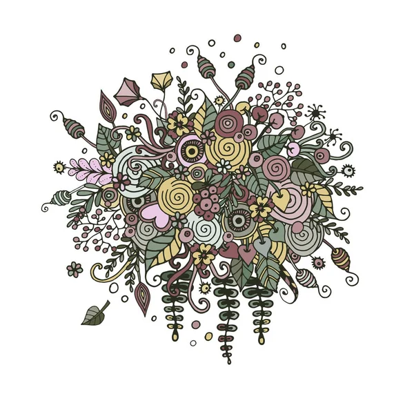 Vetor definir flores em estilo doodle . — Vetor de Stock