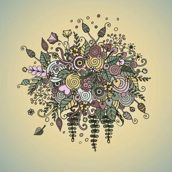 Conjunto de vectores flores en estilo doodle . — Archivo Imágenes Vectoriales