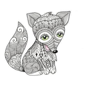 Zentangle tarzı şirin Fox