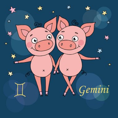 İkizler burç gece gökyüzü arka plan ile yıldız oturum